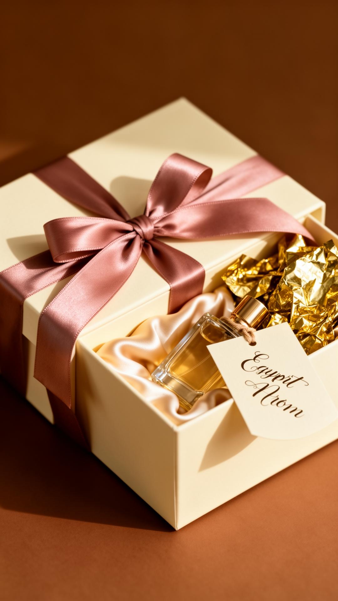 Alma gift box with dusty rose silk ribbon